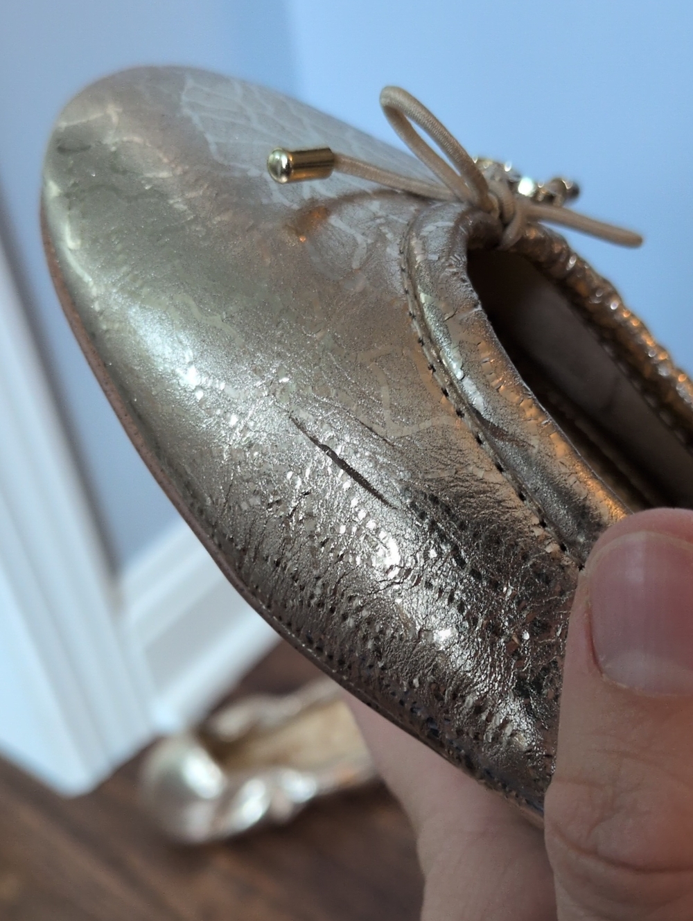 Sam Edelman Women's Gold Metallic Felicia Leather Ballet Flats 5.5 - Picture 7 of 10